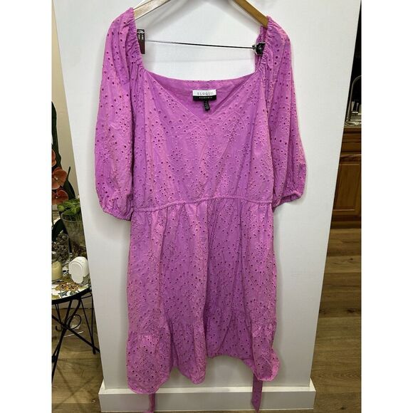 Eloquii Dresses & Skirts - Eloquii Lavender Eyelet Tiered Dress